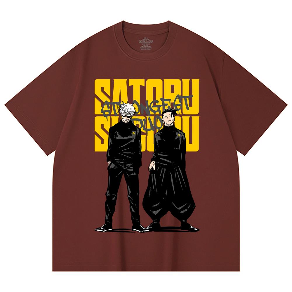 230 Gsm 100% Cotton Jujutsu Kaisen V44 Gojo Geto Print Unisex Heavy Cotton T Shirt