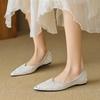 Weiwei Girl 5933-12 Pointed Single Shoes Women's Flat Bottom One Pedal Rhinestone Beanie Shoes Fairy Style Ladyshoes