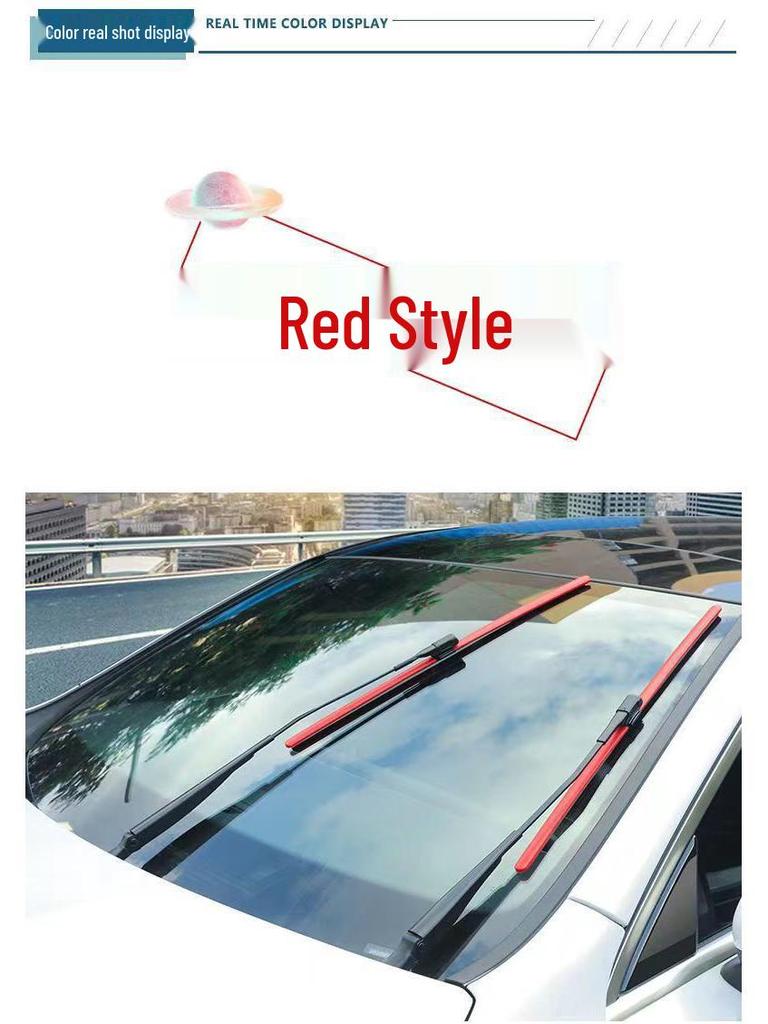 Цветной, Универсальный, Бескаркасный Передний Дворник с Резиновой Лентой для Автомобильных Лобовых Стекол
