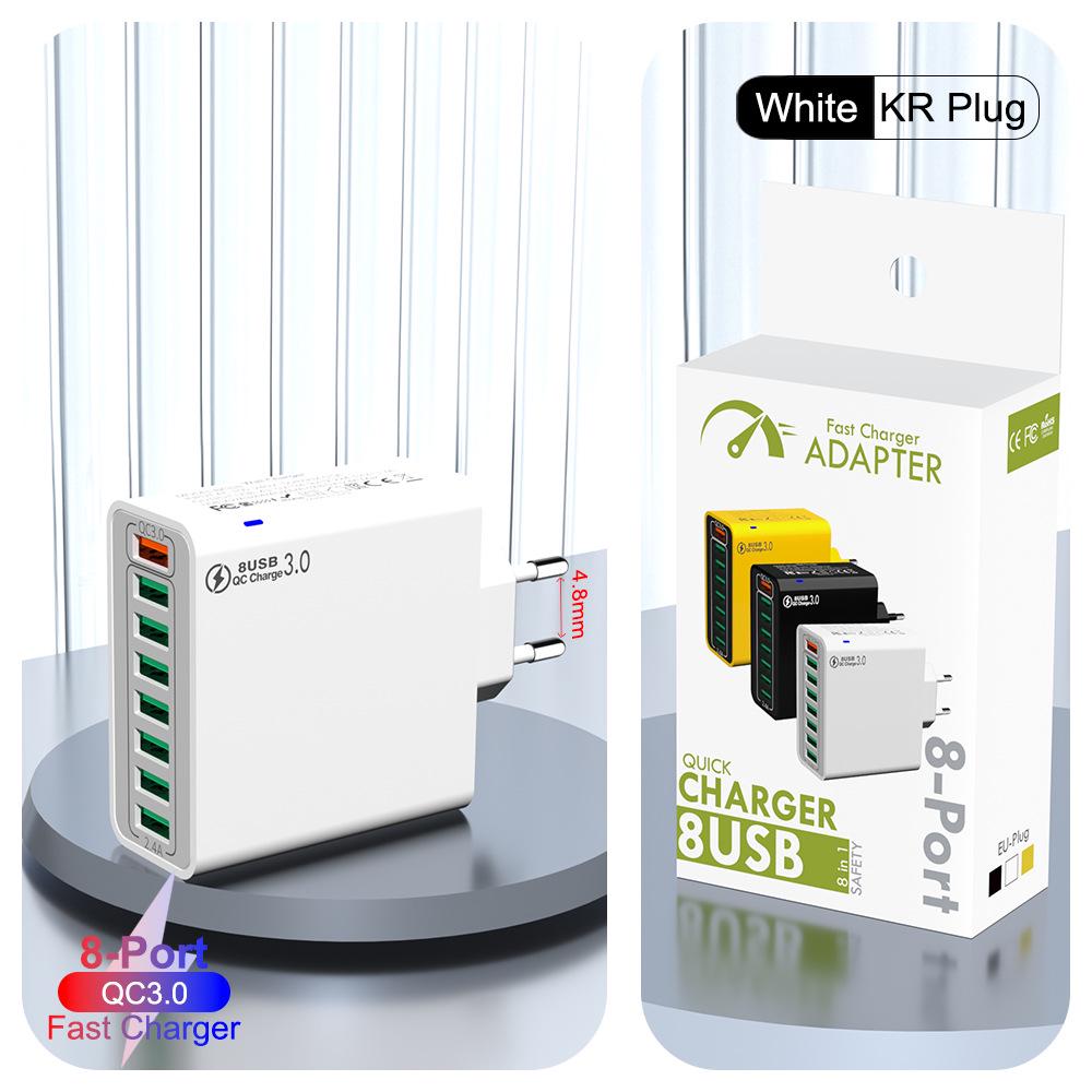 QC3.0 8-Port 30W Multi-USB High-Power Fast Charger (US/EU/Korean Specs)