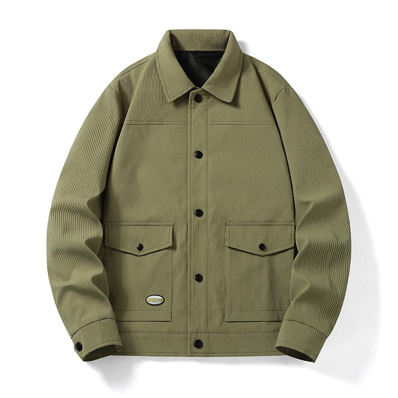 Куртка большого размера на осень Куртка мужская куртка с лацканами Воротник Повседневная свободная куртка