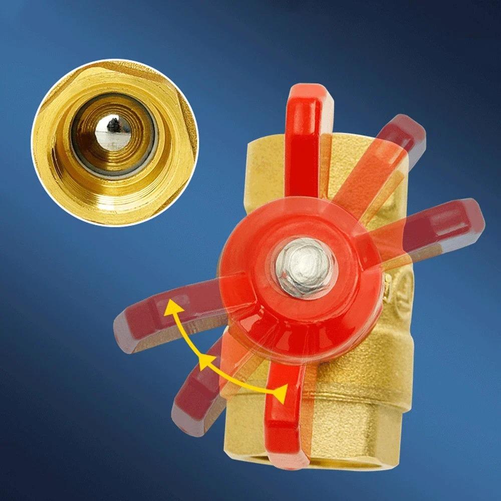 1/4" 3/8" 1/2" 3/4" BSPP Male To Female Brass Shut Off Ball Valve Fuel Gas with Red Blue Butterfly Handle Water Heater Switch