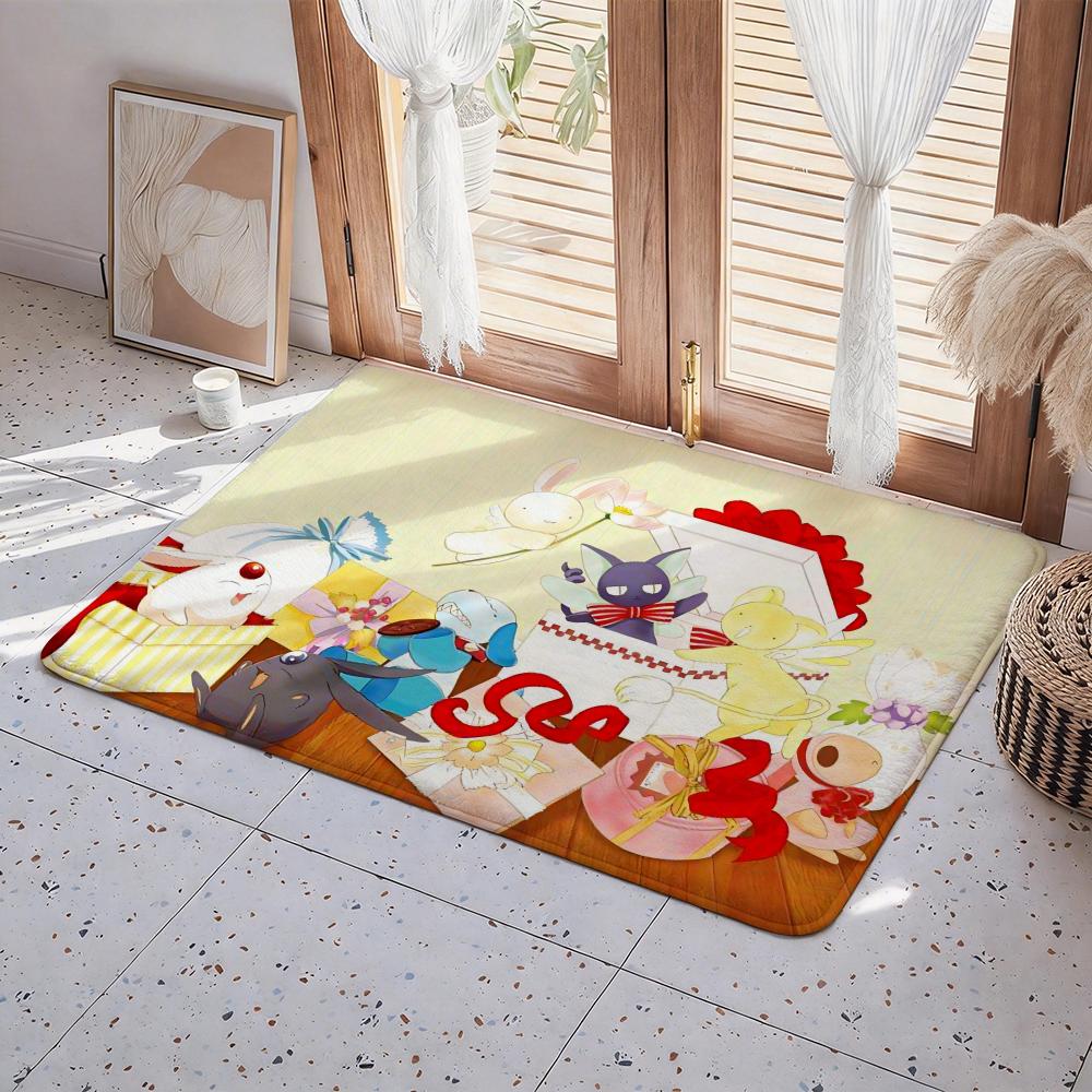 C Cardcaptor S Sakura Cartoon Floor Mat Eco Flannel Doormat Non Slip Odorless Indoor Floor Rug Soft Short Plush Home Mat