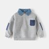 Boys Fake Two Sweater Spring New Korean Version Children's Clothing Boys Sleeves Patch Jacket Trendy Baby