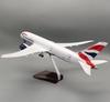 Diecast Resin Airplane 47cm B787 British Airways Plane 1/130 Scale Model Aircraft With LED Stand Home Desktop Decor