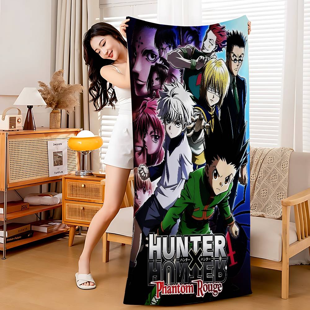 Аниме H-Hunter X Hunter Пляжное полотенце из микрофибры с принтом для скалолазания, йоги, пляжа, бега, впитывающее, мягкое полотенце