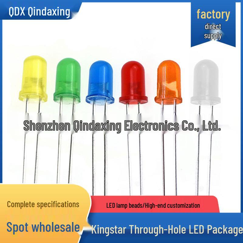 5mm Multi-Color LED Indicator Lamp: Red, Green, Yellow, Blue, Orange Direct Plug-In Light-Emitting Diode