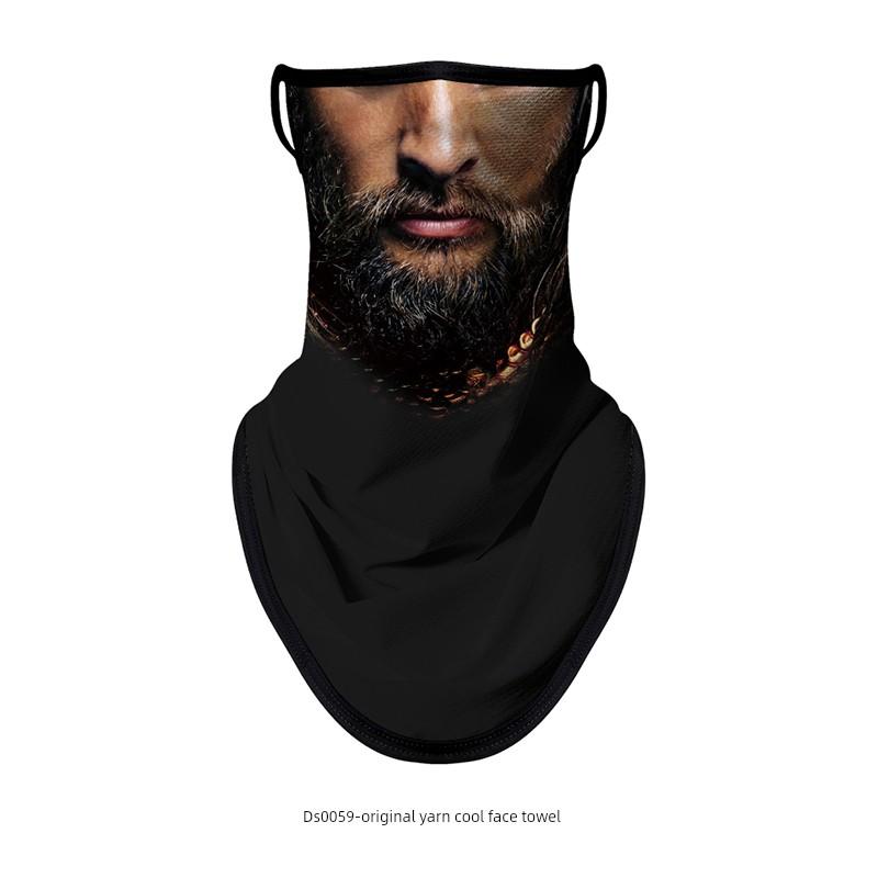 Sun Blocking Mask Riding Motorcycle Face Towel Retro Skull Face Mask Hanging Ear Breathable Quick-Drying Outdoor Half Helmet Scarf Sets