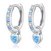 "Silver Thunder" Earrings Ladies Popularity High Quality Zirconia March Birthstone Aquamarine Hoop Earrings Sway Ring Silver 925 Compatible with Metal