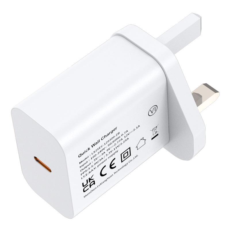 Быстрое зарядное устройство PD25W, сертифицированное CE, стандарта Великобритании для мобильных телефонов и мелкой бытовой техники