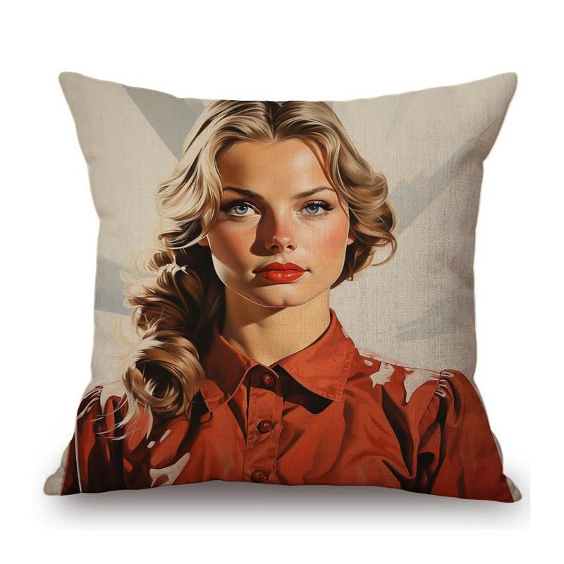 Vintage Retro 1940'S Noir Style Film Poster Beautiful Woman Sofa Decoration Throw Pillow Case Cotton Linen Cushion Cover Case