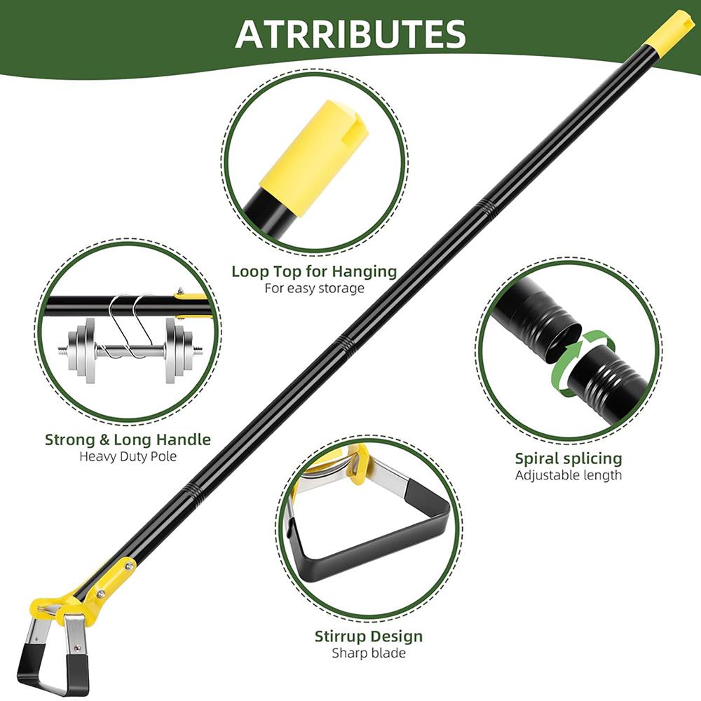 Мотыга, садовый инструмент, длинная ручка, сверхмощная регулируемая, садовая мотыга с петлей из нержавеющей стали для прополки 30-60 дюймов