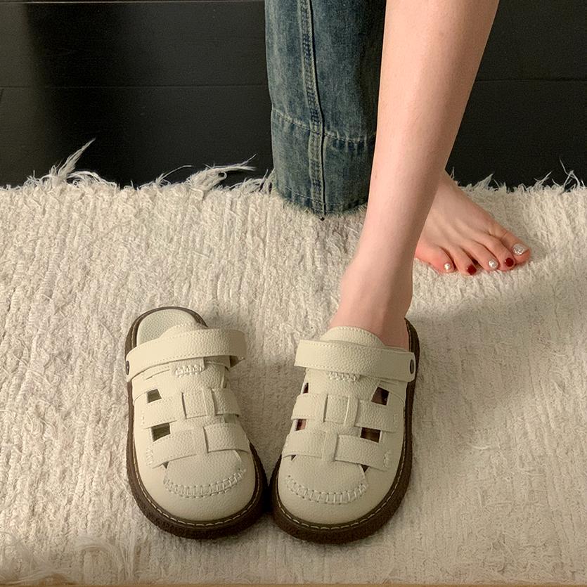 Модная обувь Женские тапочки Уличные шлепанцы Закрытый носок Пантофли Платформа 2025 Лето Рим Домашние тапочки Обувь на платформе Женщина 2025 Закрытый