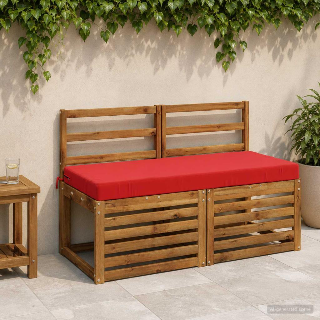 2 piece bench cushion set SOEST 100percent polyester red 110 x 50 x 8 cm