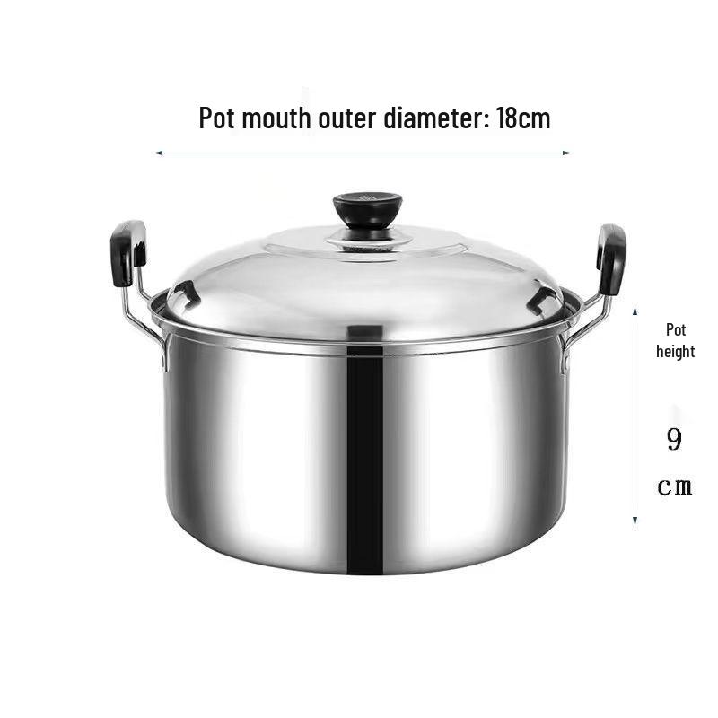 Кастрюля из нержавеющей стали большой вместимости для супа и лапши с крышкой для индукционных и газовых плит