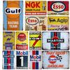 Потертый шик, винтажные металлические оловянные знаки, залив Esso Agip, человек, пещерная пластина, моторное масло, наклейки на стену в гараже, газовый декор, доска