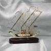 Brass Ship 25.4 Cm with Wood Base Pure Brass Ship Model Nautical Decor Table Decorative