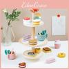 Деревянная полка для десертов для ролевых игр с трехъярусным дизайном для детских развивающих игрушек