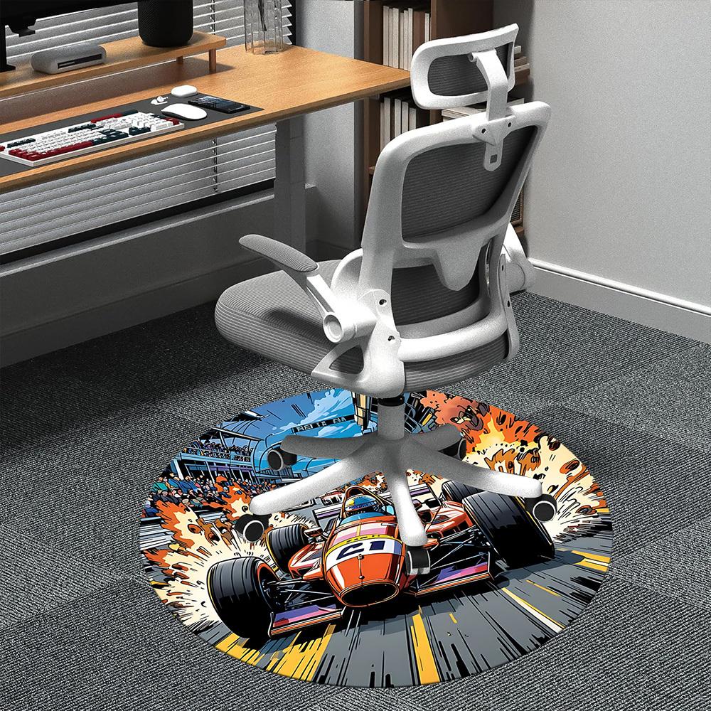 1PC Racing Speed Office Round Area Rug, Mat Suitable ForOffice, Under Office Chairs Bedroom Living Room Home Decor, Room Deco