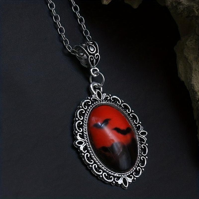 Готическое ожерелье с подвеской из смолы в стиле «Кровь летучей мыши» в стиле Дракулы, ожерелье с волшебным волшебством ведьмы, женские вечерние украшения
