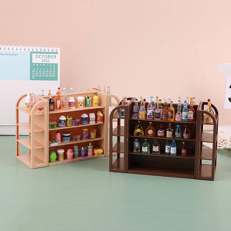 1 Set Doll House Scene Decor Accessories 1:12 Dollhouse Miniature Supermarket Shelf Mini Display Stand Storage Rack Model Toy