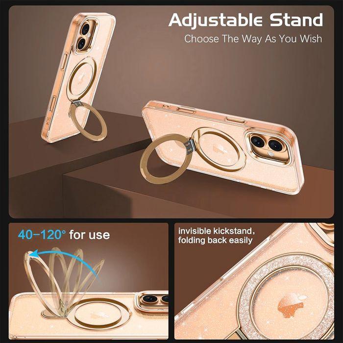 Coque de Protection - BOOLING - pour iPhone 17 - Silicone et PC avec Cercle Magnétique - Doré