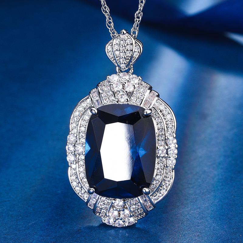 Jewelry Copper Bottom Gold-Plated Simulation Corundum Fat Rectangular Temperament Light Luxury Pendant 15 * 20