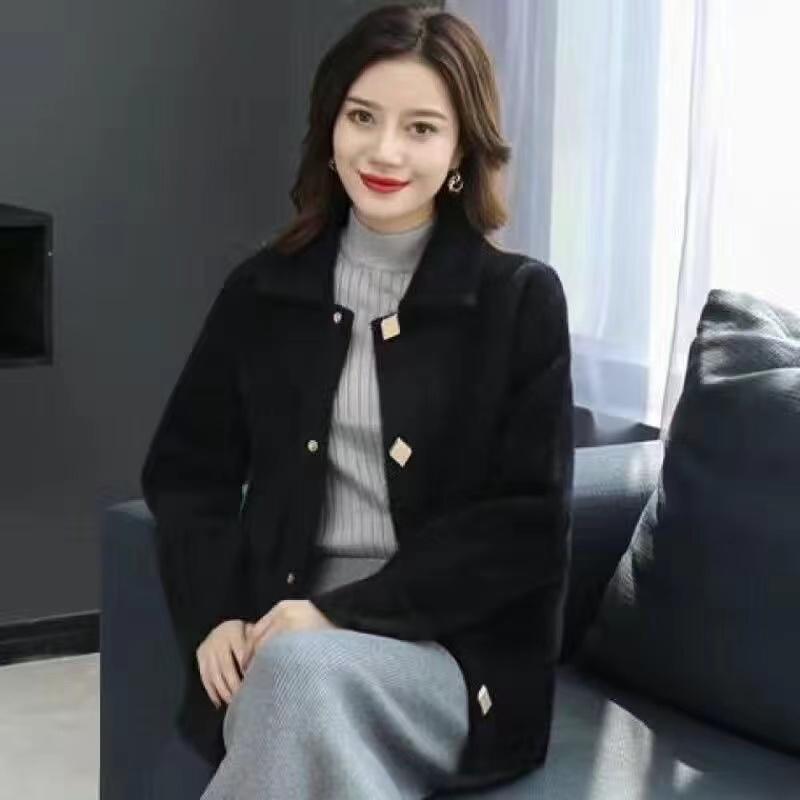 Fashion High Quality Spring  Autumn and Winter Button Thick Coat Loose Sweater Women's Knitted Cardigan