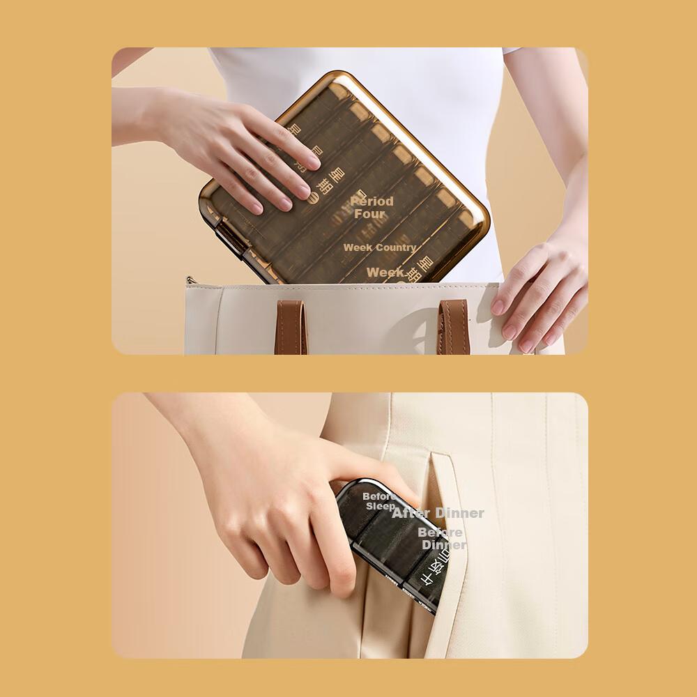 Weijian Weekly Pill Organizer Box, 7-Day Morning Noon Evening Portable Dispenser for Travel and Elderly Storage