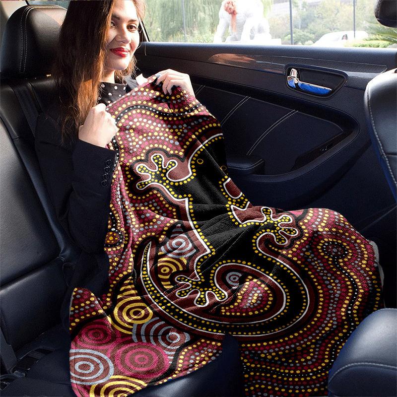 1pc Indigenous Style Lizard Printing Lightweight Flannel Blanket, Comfortable and Warm Blanket,  Sofa Bed and Couch Office, Suitable for Gift Blankets