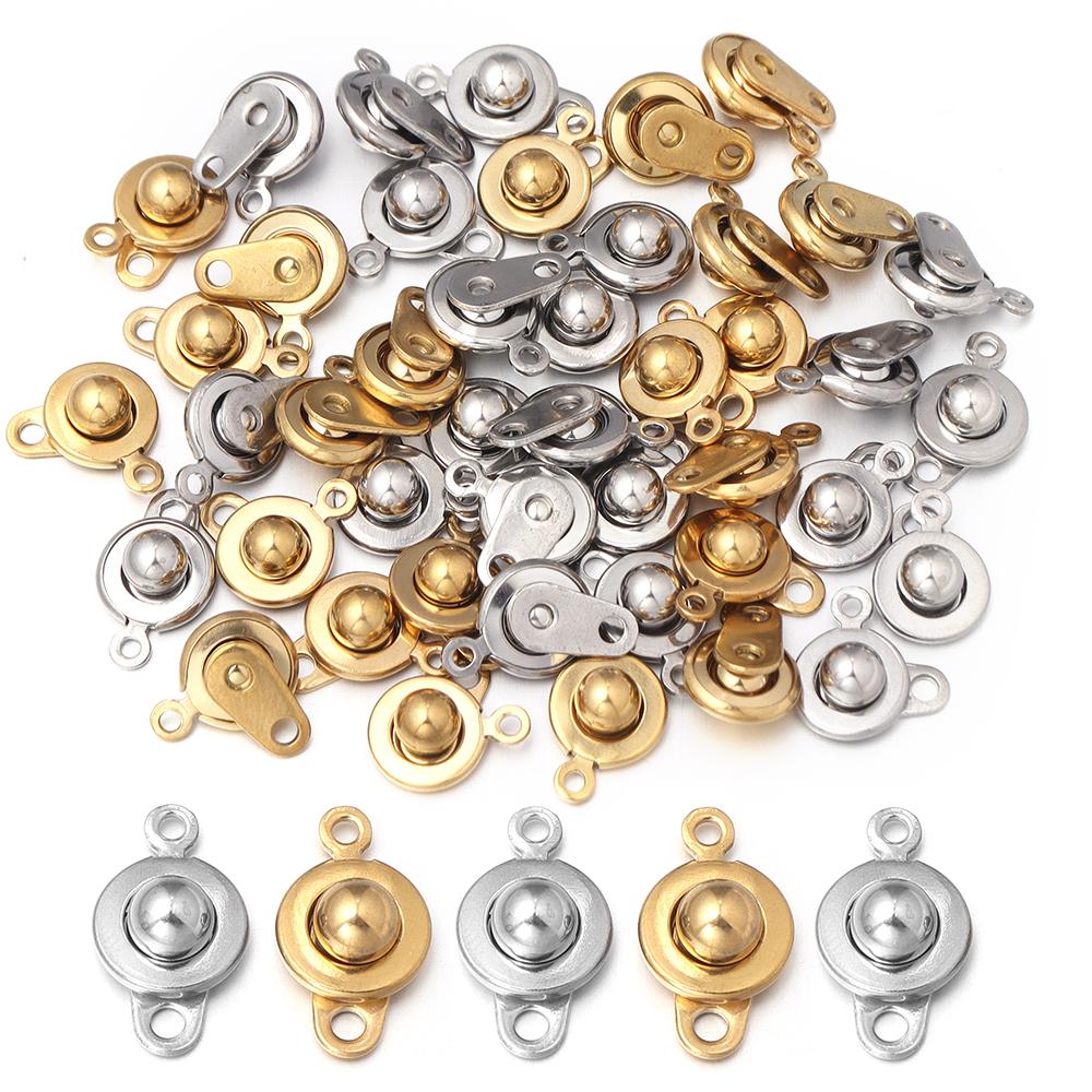 2pcs/lot Stainless Steel Round Snap Button Clasps Jewelry Connector Fastener For DIY Necklace Bracelet Making Supplies Accessory