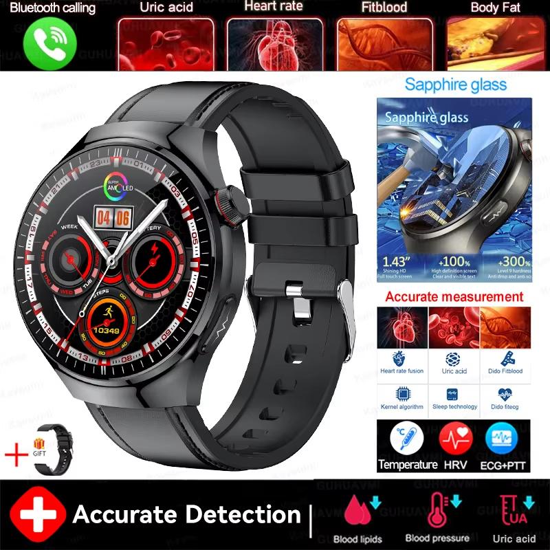 2025 New Health Nursing Grade Smart Watch Men Blood Lipid Uric Acid Tracker ECG+PPG Clock Bluetooth Call Smartwatches For Xiaomi