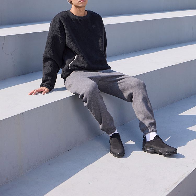 Nike Клубная флисовая однотонная толстовка с круглым вырезом и карманами на молнии, мужские топы, черные FB8379-010