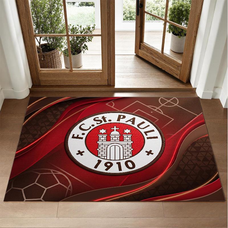 Fulham Football Design Crystal Velvet Rug Soft Decorative Mat for Bedroom Entrance