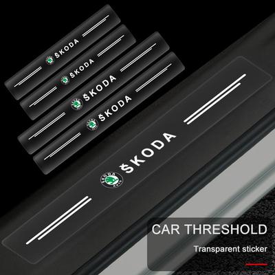 4 шт. Защита порогов автомобиля Прозрачный декоративный значок 3D наклейка Для Octavia Superb Rapid Kodiaq Karoq Fabia Kamiq Roomster Citigo