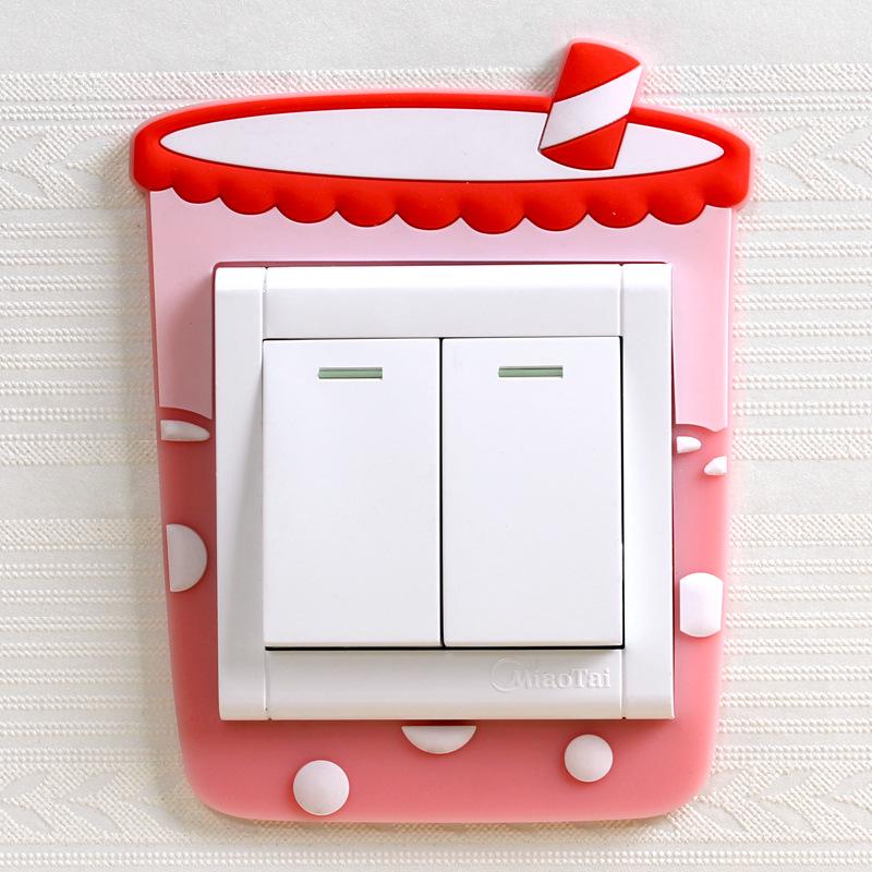 Светящиеся наклейки на стену для выключателя, мультяшная розетка, настенная наклейка, защитный чехол для выключателя, гостиная, спальня, домашний декор AVE