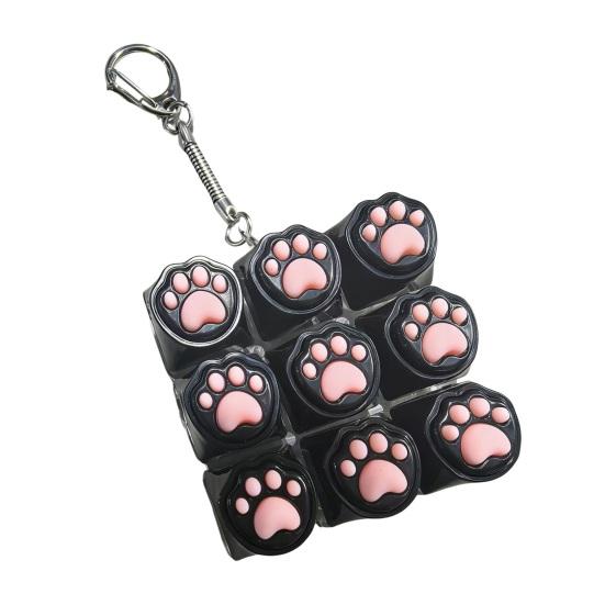 Cat Paw Keyboard Fidget Toy 9-in-1 LED Light-up Keyboard Keychain Decompression Button Finger Clicker Toy Work Travel Stress Relief Desk