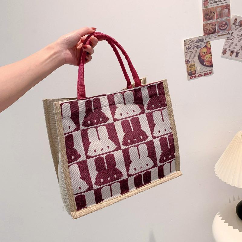 Женская сумка простая чистая льняная модная портативная магнитная пряжка одно плечевая сумка сумка кролик