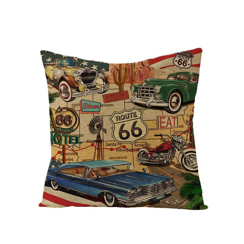 Наволочка в ретро американском стиле, полиэстер, с принтом, подушка для дома, гостиной, дивана, с принтом