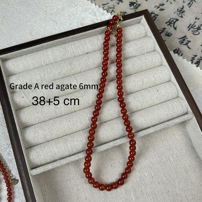 Изысканный красный агат натуральный камень круглые бусины ожерелья для женщин девочек легкая роскошная ключичная цепочка ювелирные изделия аксессуар