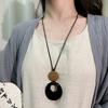 Natural Stone Black Agate Pendant, Simple Temperament Female Long Necklace, Niche High-end Sweater Chain Accessories