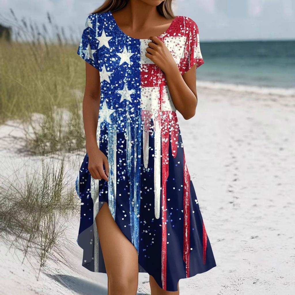 Платье в стиле бохо с коротким рукавом для женщин, повседневное, свободного кроя, летнее, сарафан с цветочным принтом и карманами