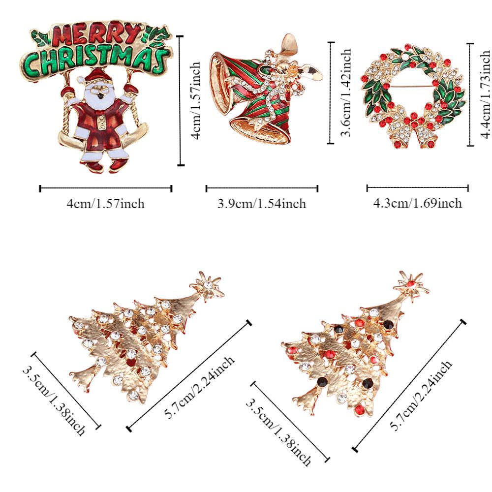 Santa Claus Christmas Brooch Badge Christmas Tree Brooch Mini Enamel Rhinestone Brooches Gift