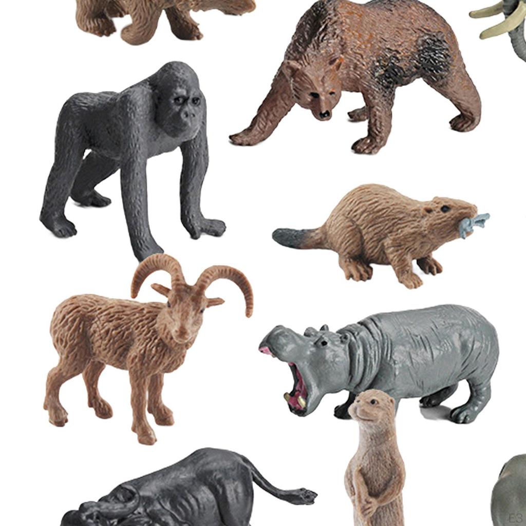 12 шт., мини-фигурки диких животных, набор фигурок, модель, украшение для рабочего стола, реалистичное для