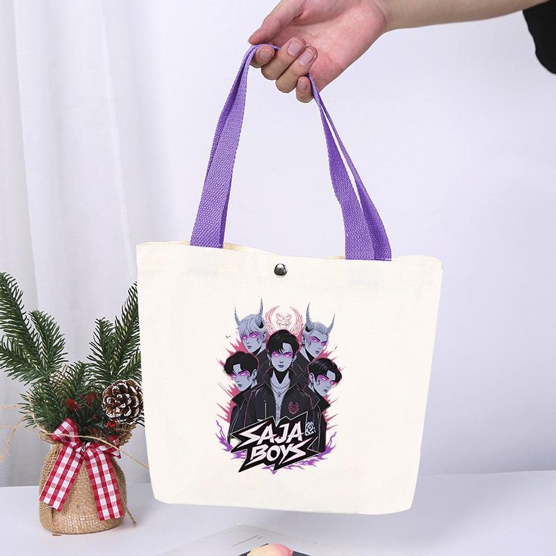 K-Pop Anime Cartoon Printed Student Large Capacity Portable Shoulder Bag Casual Canvas Bag