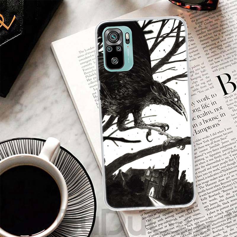 Crow Raven Dark Skull Cover For Xiaomi Redmi Note 14 13 12S 12 11 Pro Plus Phone Case 11S 10S 10 11E 11T 14Pro 13Pro Print Coque