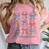 4th Of July Bows America Print Tshirt For Women Summer Casual Tshirts Short Sleeve Tops July 4th Gifts Independence Day Tshirt