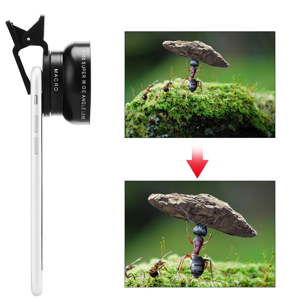 Phone Mobile Universal Wide 0.45X 12.5X Angle HD Macro Lens for iPhone Android