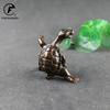 Solid Brass Ball Shape Tortoise Heavy Figurines Miniatures Vintage Metal Copper Animal Turtle Sculpture Tea Pet Table Ornaments