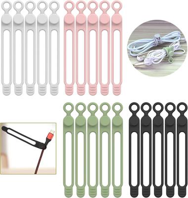 Органайзер для кабелей Многоразовые силиконовые стяжки для кабелей Настольный органайзер Клипсы для управления проводами для наушников USB-кабеля Мыши Домашний офис Путешествия